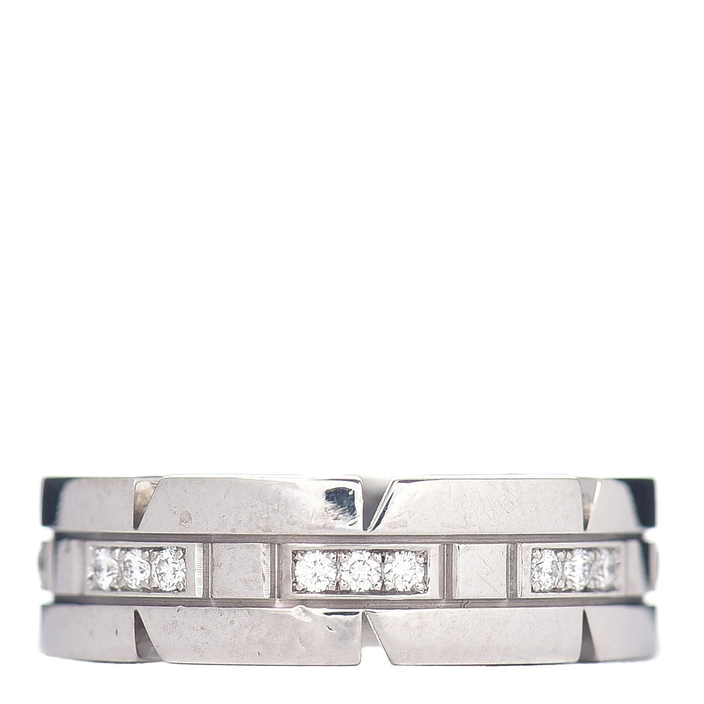 18K White Gold Diamond Tank Francaise Band Ring 51 5.75