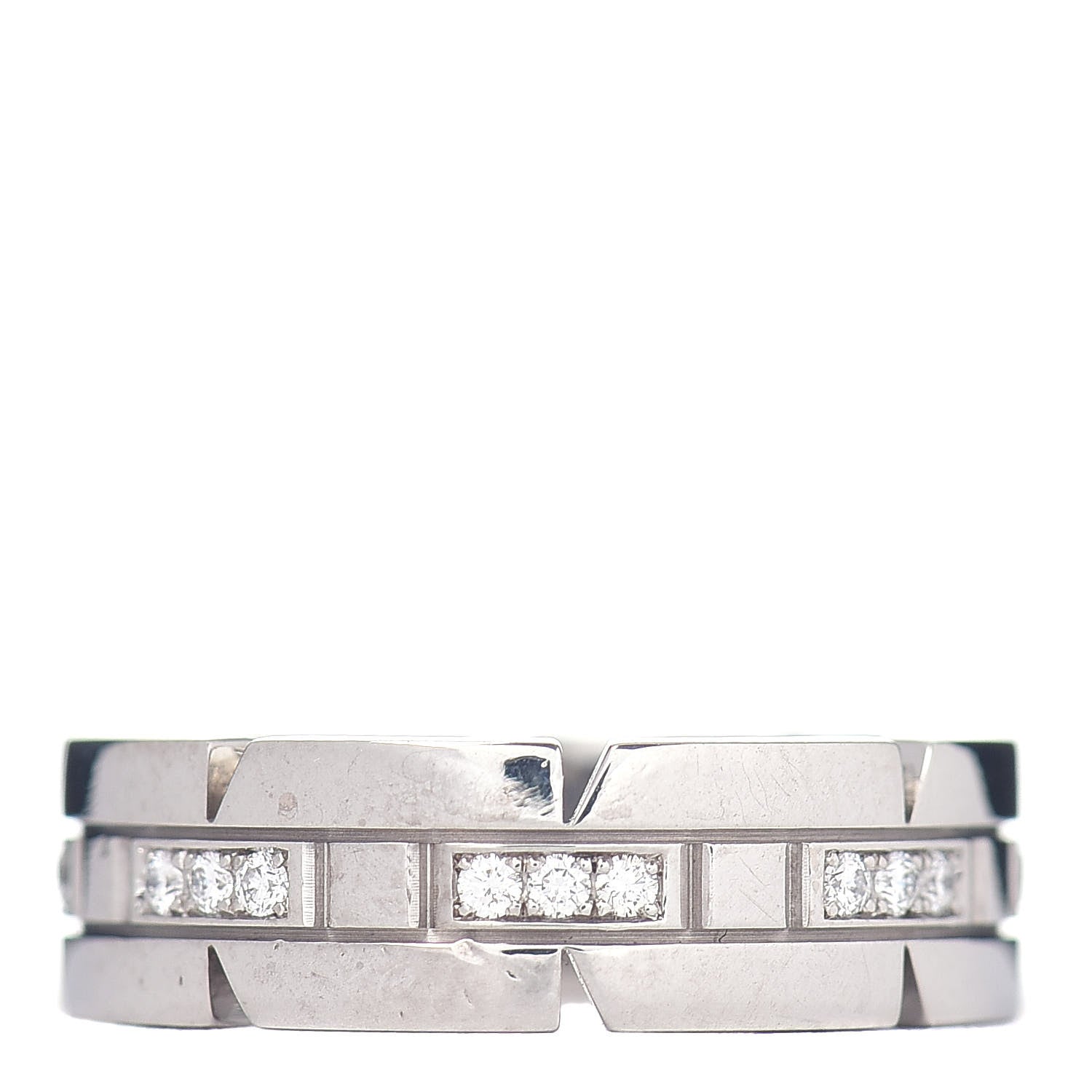 Cartier 18K White Gold Diamond Tank Francaise Band Ring 51 5.75 3 of 4