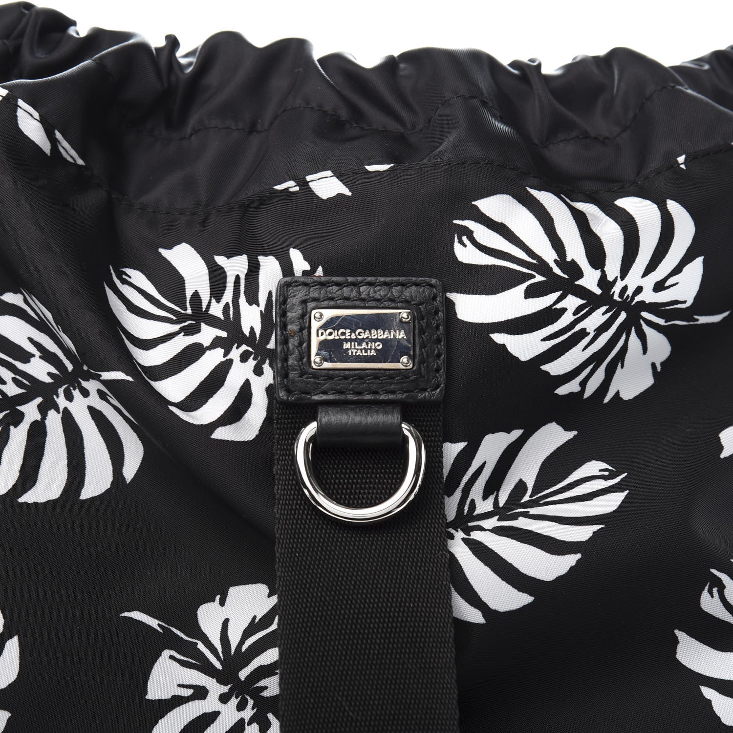 Dolce & Gabbana Nylon Black Palm Drawstring Backpack Black 9 of 10