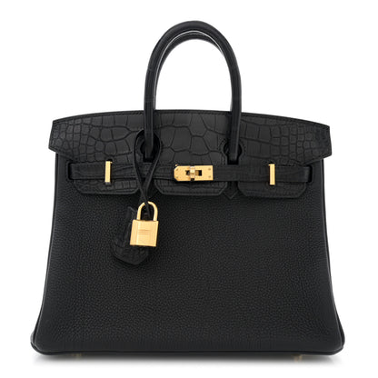 Hermes Togo Matte Alligator Birkin Touch 25 Black 1 of 11