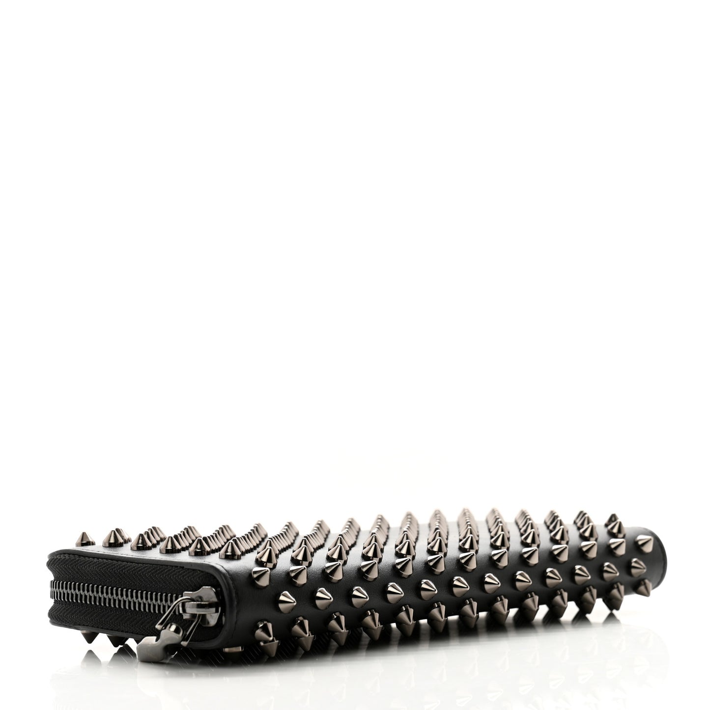 Calfskin Panettone Spiked Zip Around Wallet Black