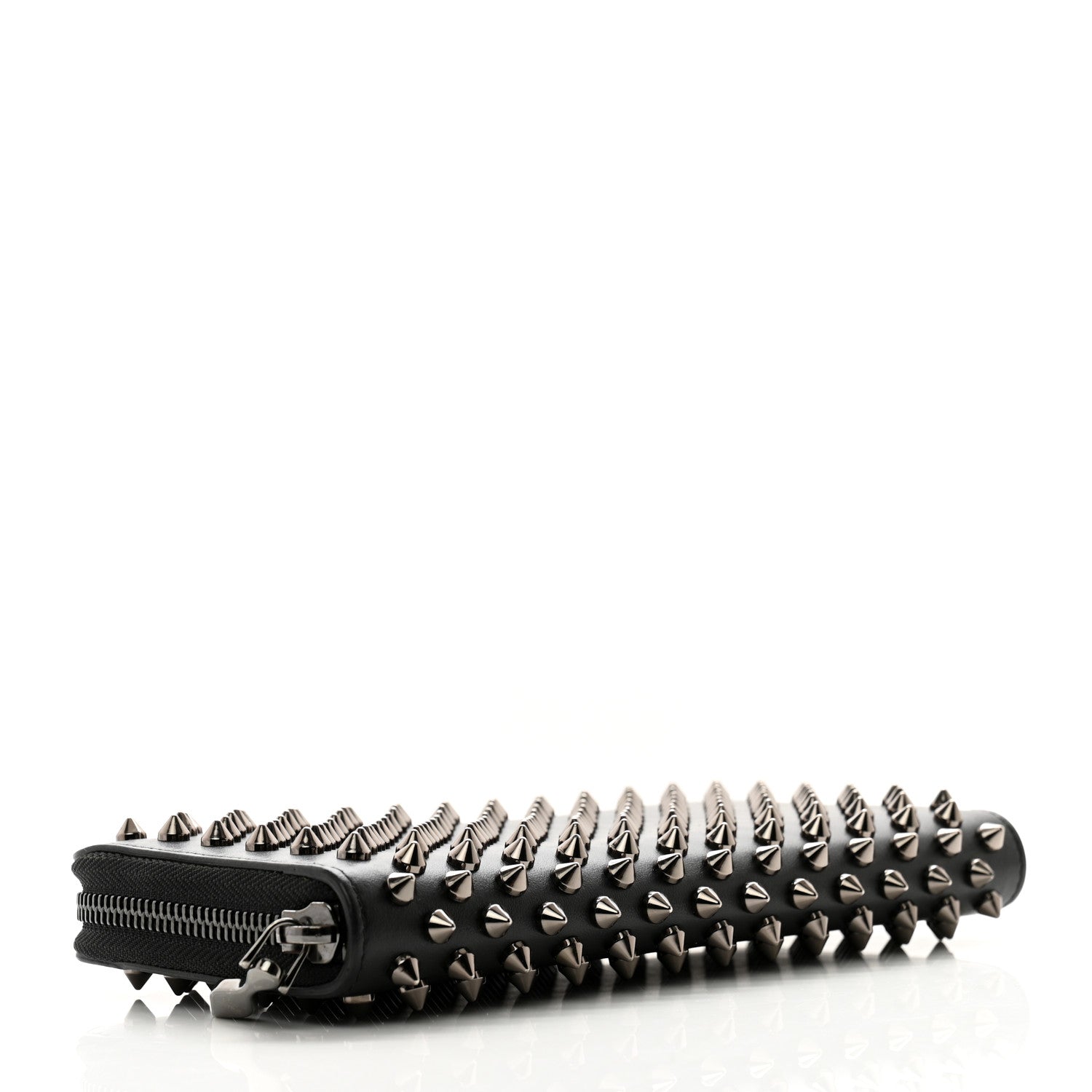 Christian Louboutin Calfskin Panettone Spiked Zip Around Wallet Black 4 of 10