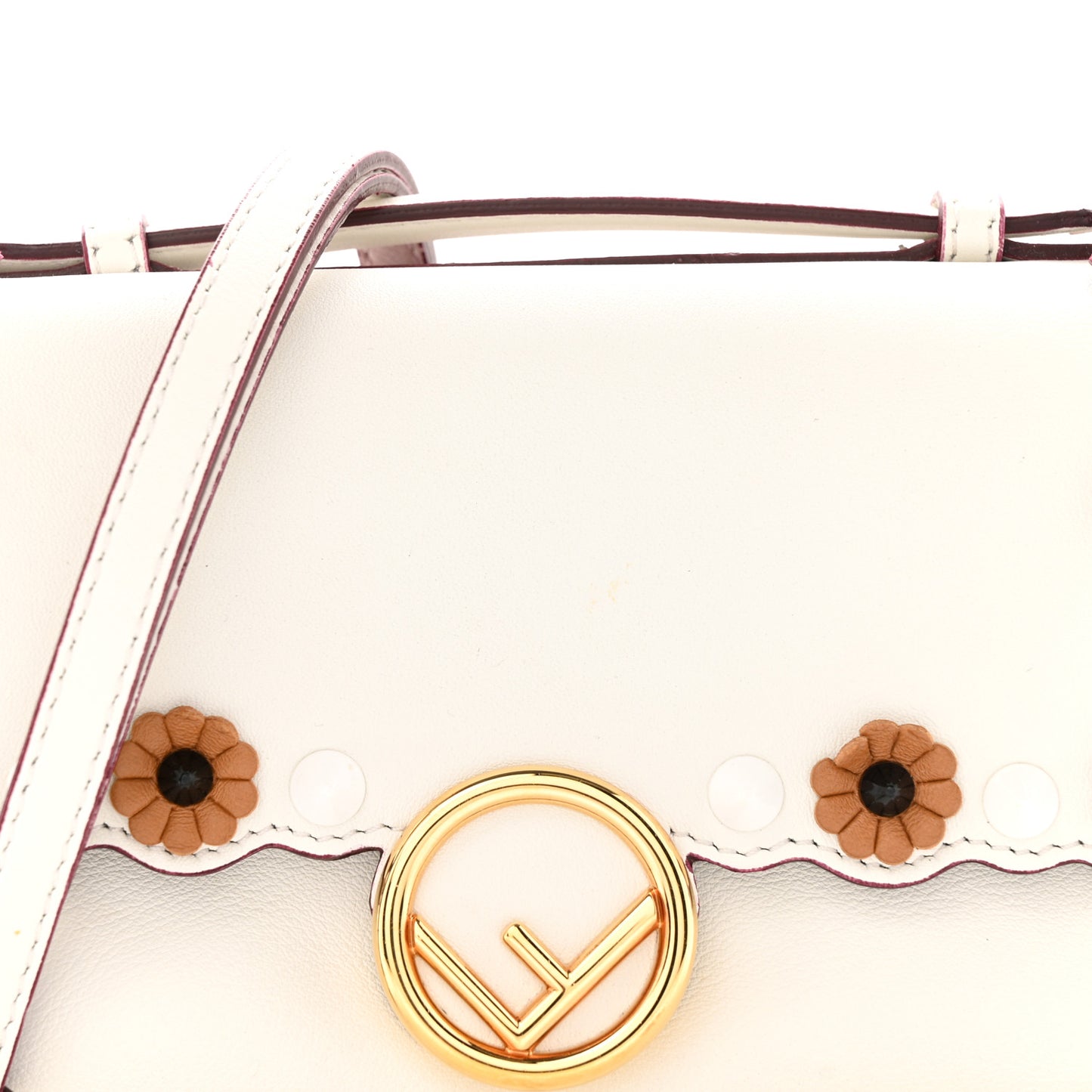 Vitello Dolce Nappa Flowerland Studded F is Fendi FF Micro Double Baguette White Multicolor