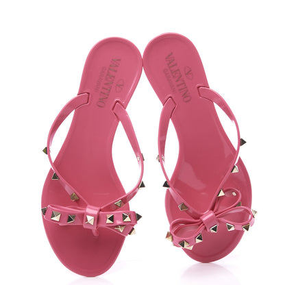 Valentino Garavani PVC Jelly Rockstud Bow Thong Sandals 36 Pink 5 of 9