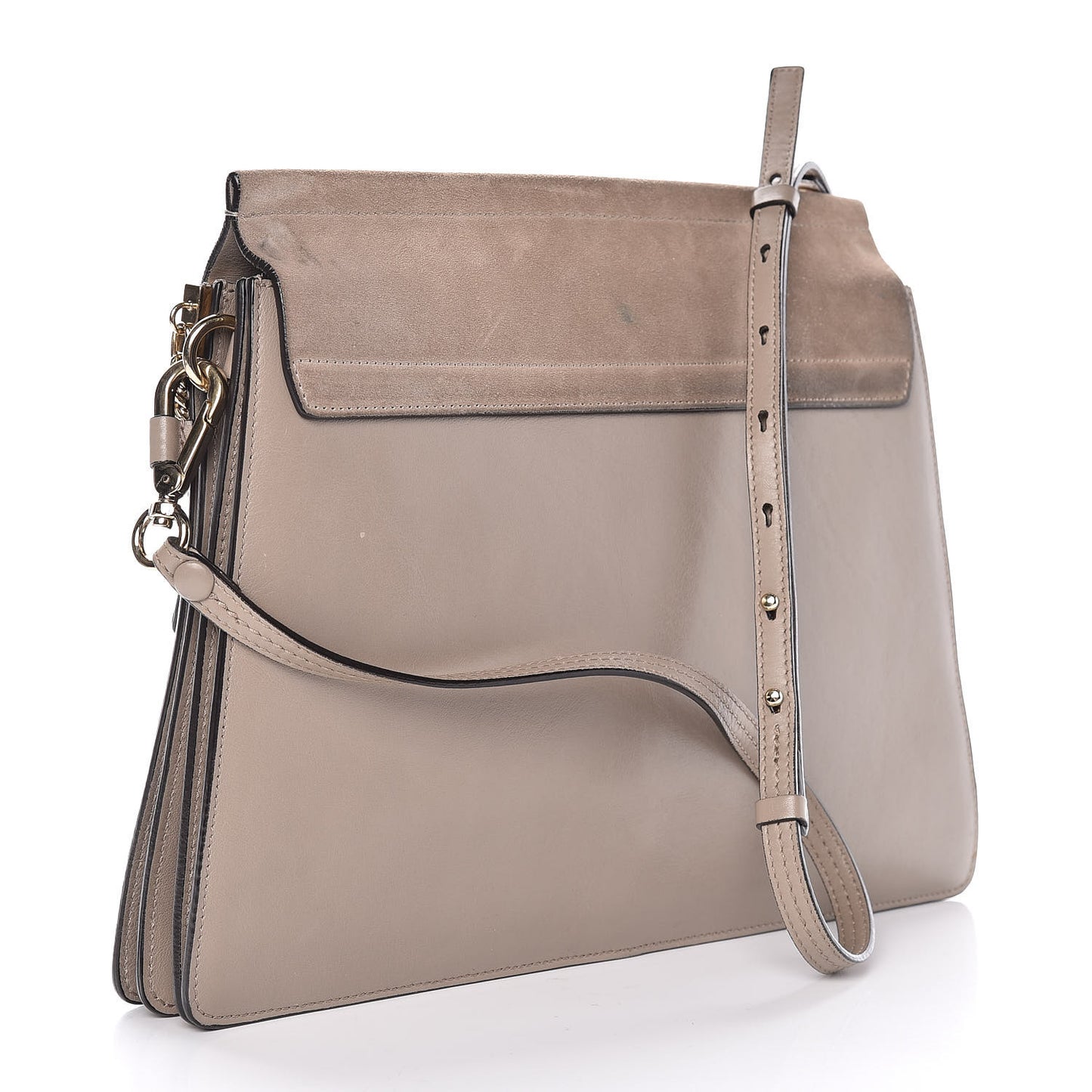 Calfskin Suede Medium Faye Shoulder Bag Motty Grey