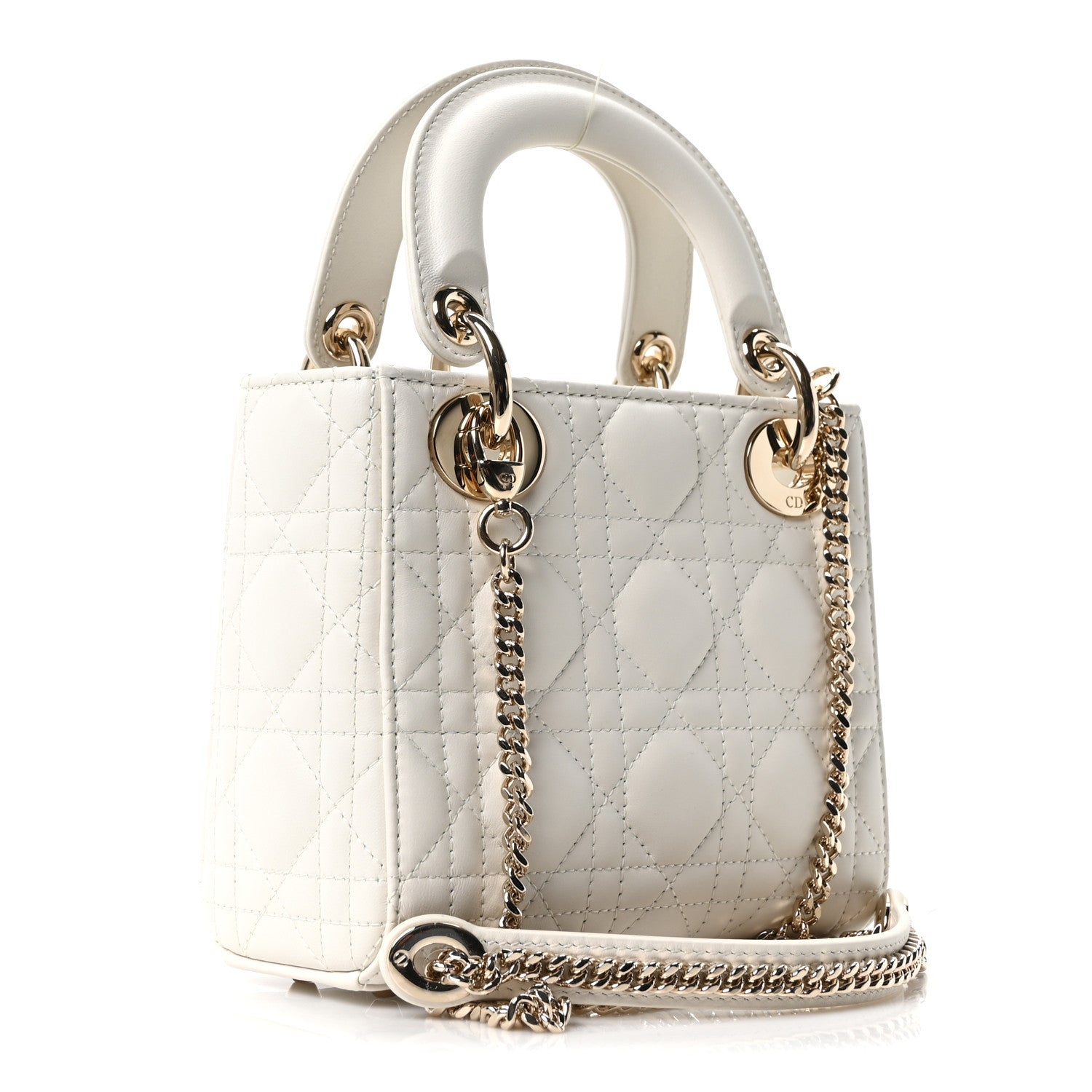 Christian Dior Calfskin Cannage Dioramour Mini Lady Dior White 3 of 10