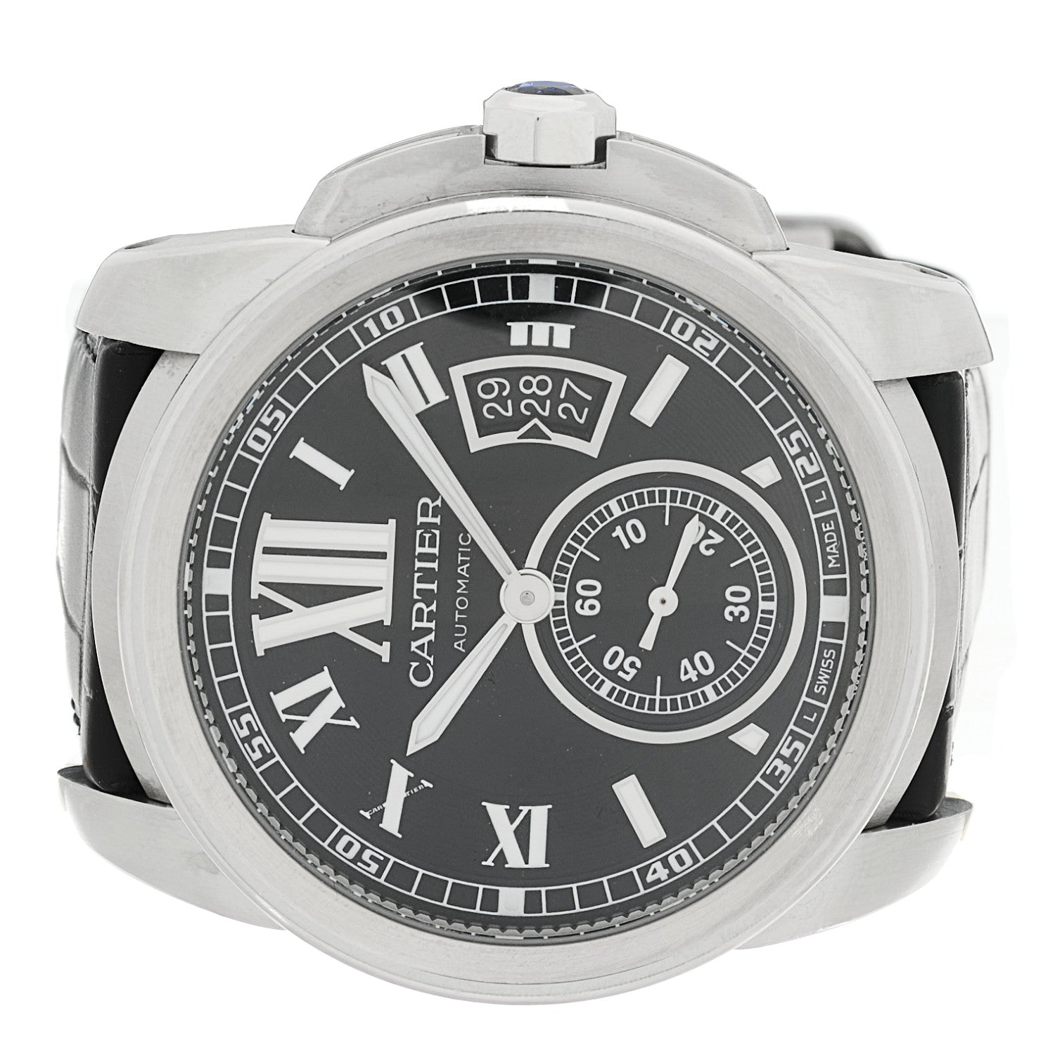 Cartier Stainless Steel Alligator 42mm Calibre de Cartier Automatic Watch Black 2 of 4