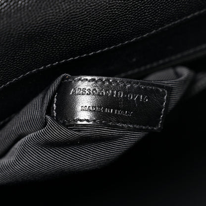 Saint Laurent Grain De Poudre Textured Mixed Matelasse Large Triquilt Monogram Monochrome Satchel Black 7 of 10