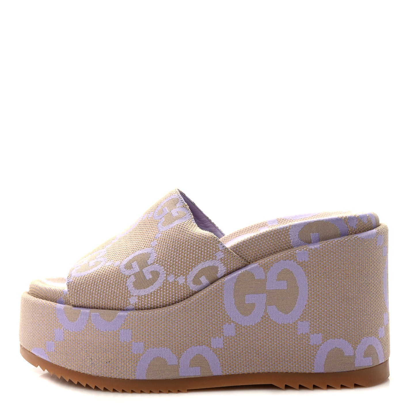 Monogram Jumbo GG Platform Slide Wedge Sandals 40.5 Beige Lapis