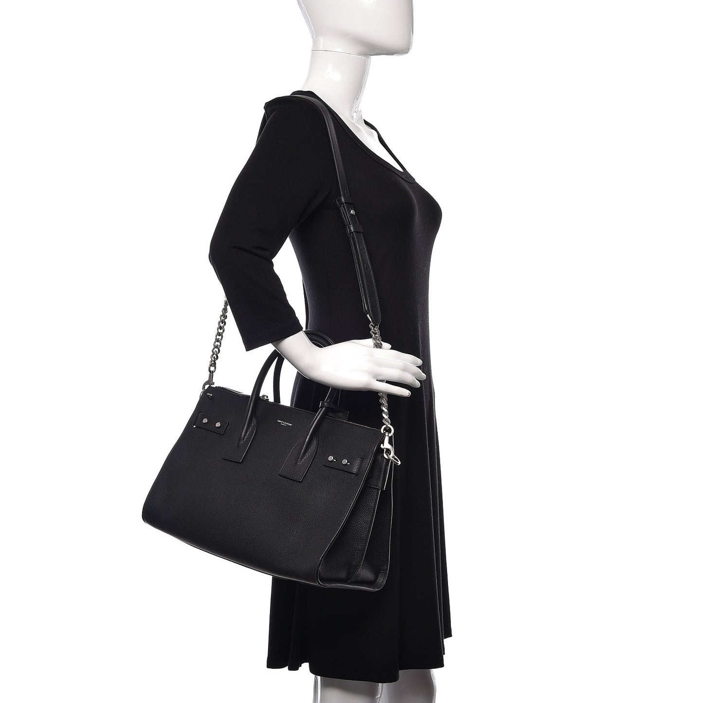 Grained Calfskin Small Souple Sac De Jour Black