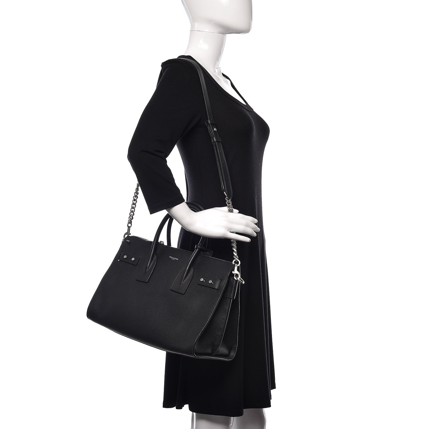 Saint Laurent Grained Calfskin Small Souple Sac De Jour Black 2 of 10