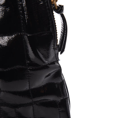 Saint Laurent Patent Crocodile Embossed Tribute Tote Black 11 of 16