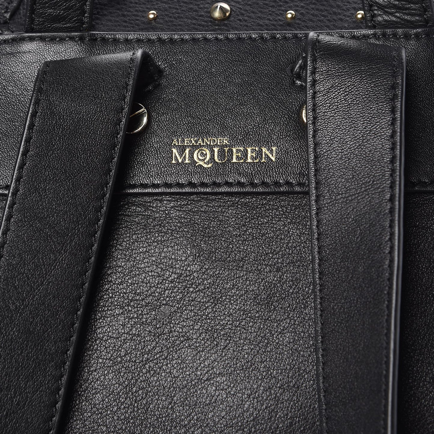 Calfskin Studded Padlock Backpack Black