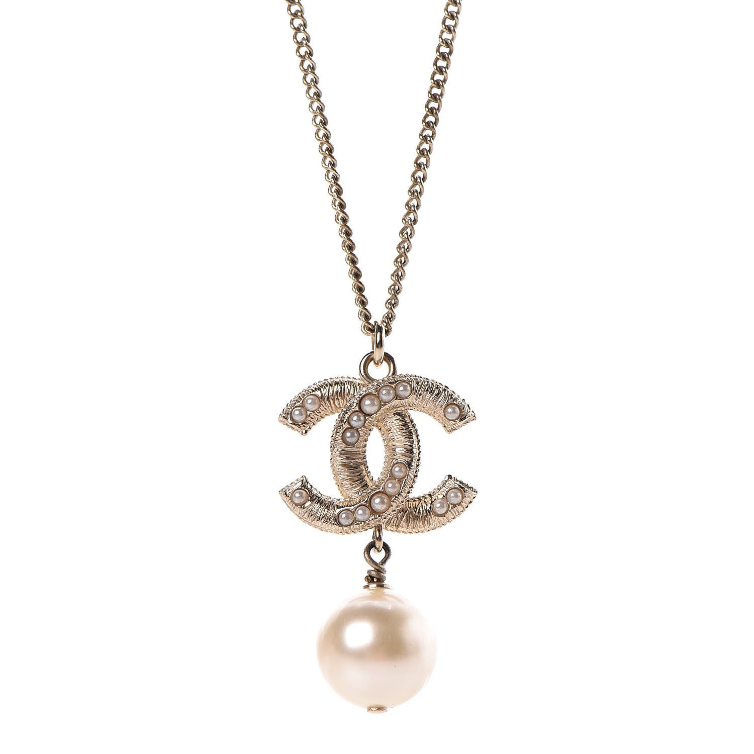 Chanel Pearl CC Drop Necklace Gold 5 of 6