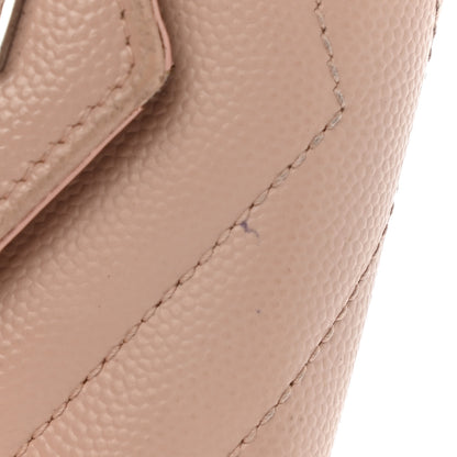 Saint Laurent Grain De Poudre Matelasse Chevron Small Monogram Envelope Wallet Blush 10 of 10