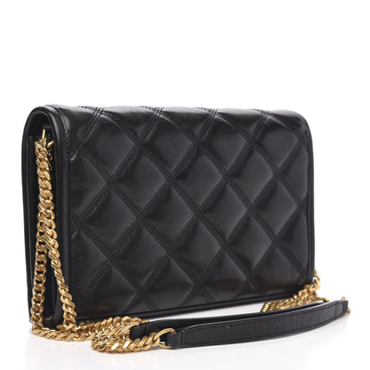 Saint Laurent Lambskin Diamond Quilted Becky Chain Wallet Black 3 of 10