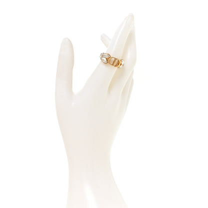 Christian Dior Metal Crystal CD Chain Ring Gold 2 of 5