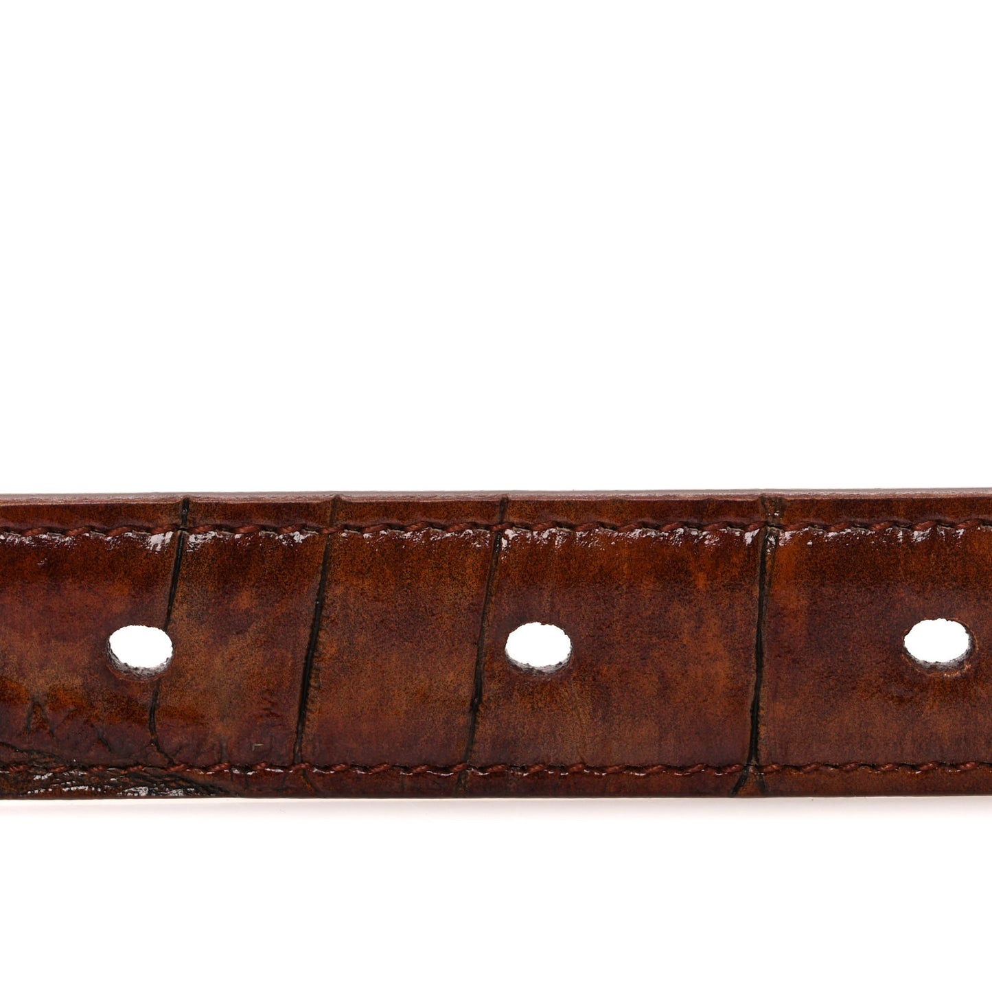 Calfskin Crocodile Embossed Monogram Square Buckle Belt 70 28 Brown