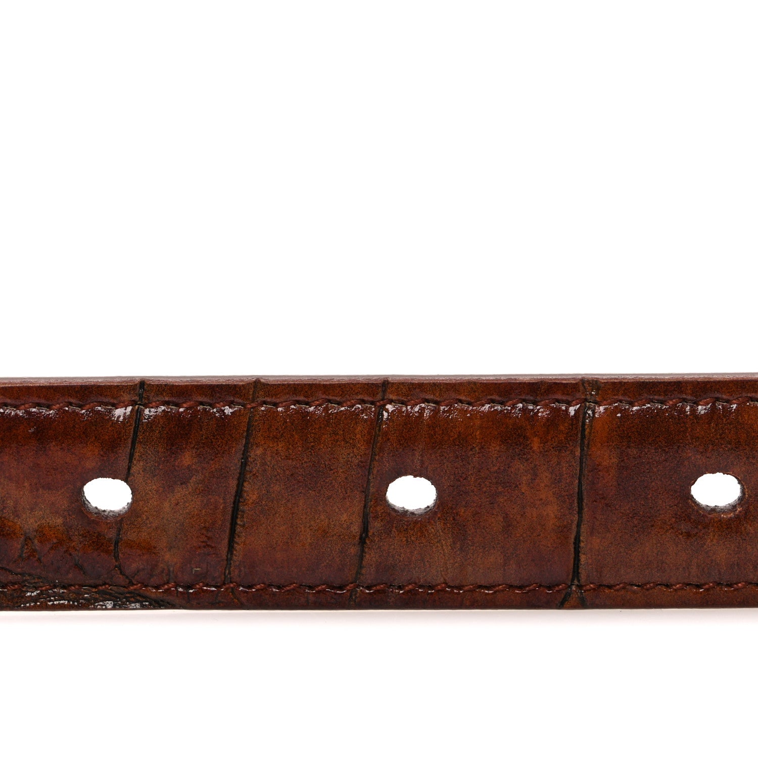 Saint Laurent Calfskin Crocodile Embossed Monogram Square Buckle Belt 70 28 Brown 3 of 6