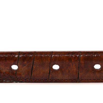 Saint Laurent Calfskin Crocodile Embossed Monogram Square Buckle Belt 70 28 Brown 3 of 6