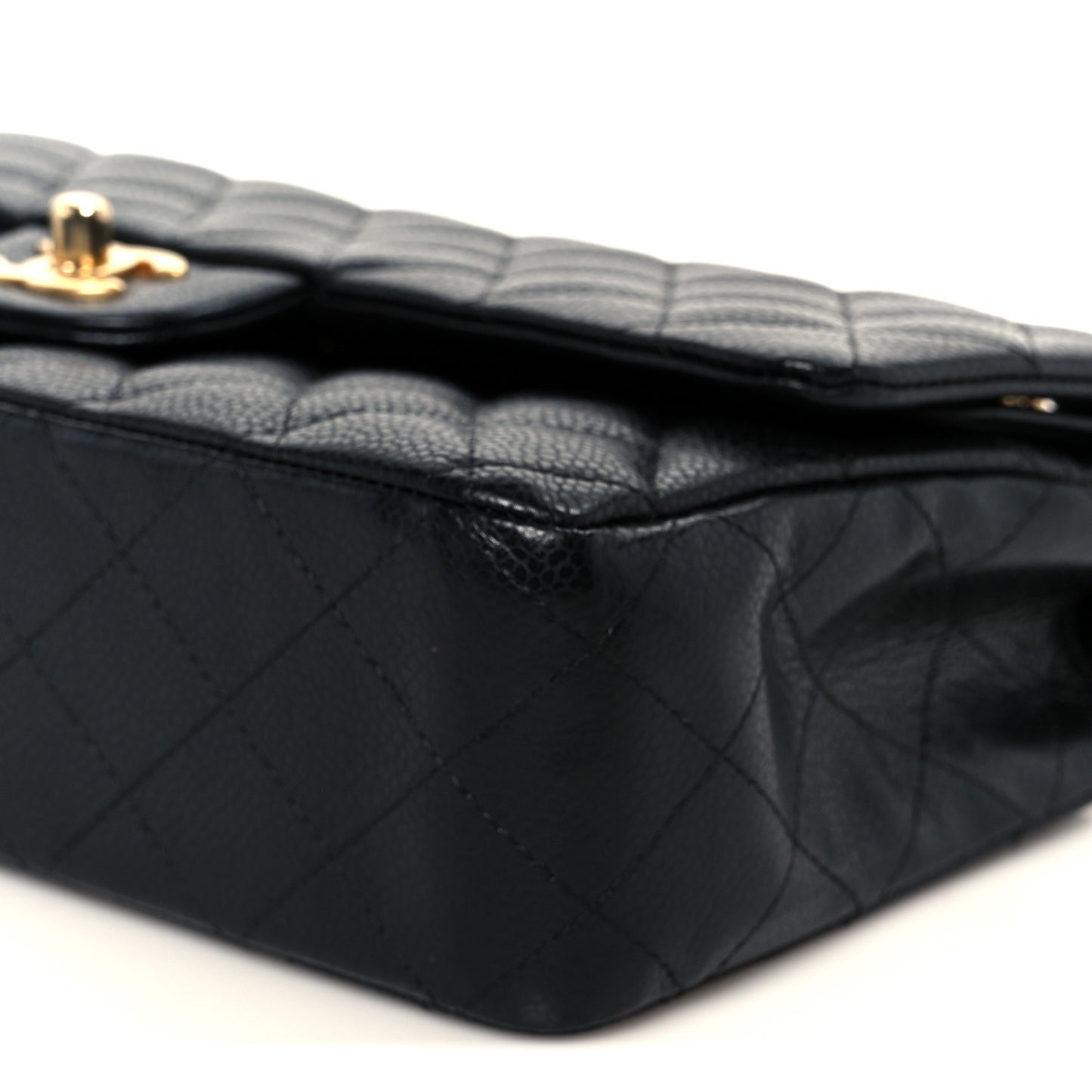 Caviar Quilted Medium Double Flap Black