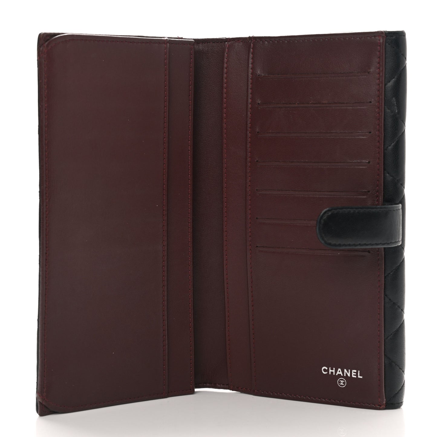 Lambskin Quilted Long Flap Wallet Black