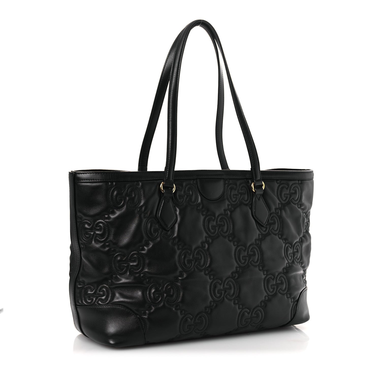 Calfskin GG Matelasse Medium Ophidia Shopping Tote Black