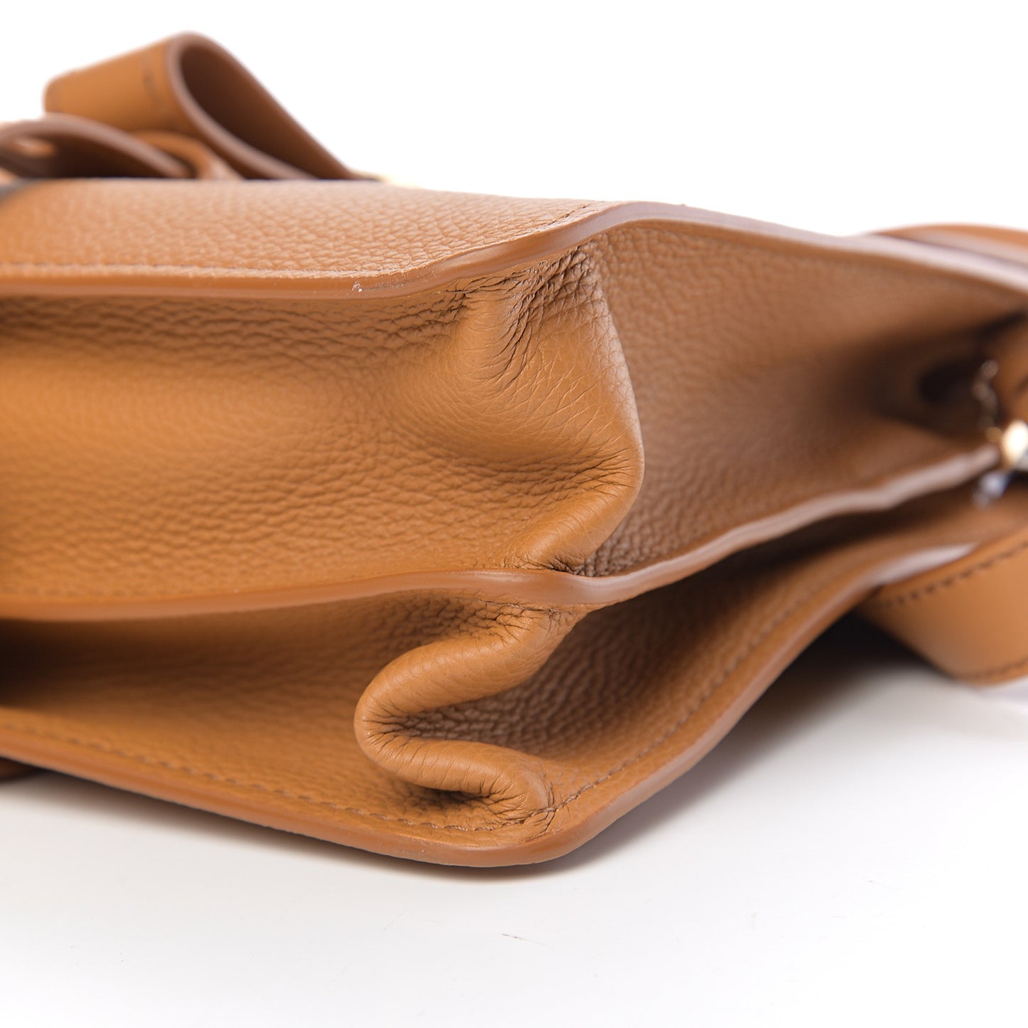 Shiny Grained Calfskin Medium Aby Day Shoulder Bag Ochre