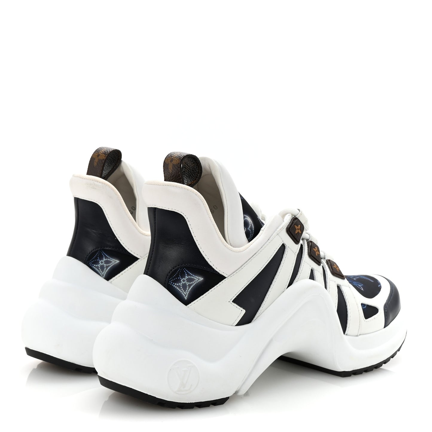 Calfskin LV Nylon Flight Mode Archlight Sneaker 38 Navy Blue