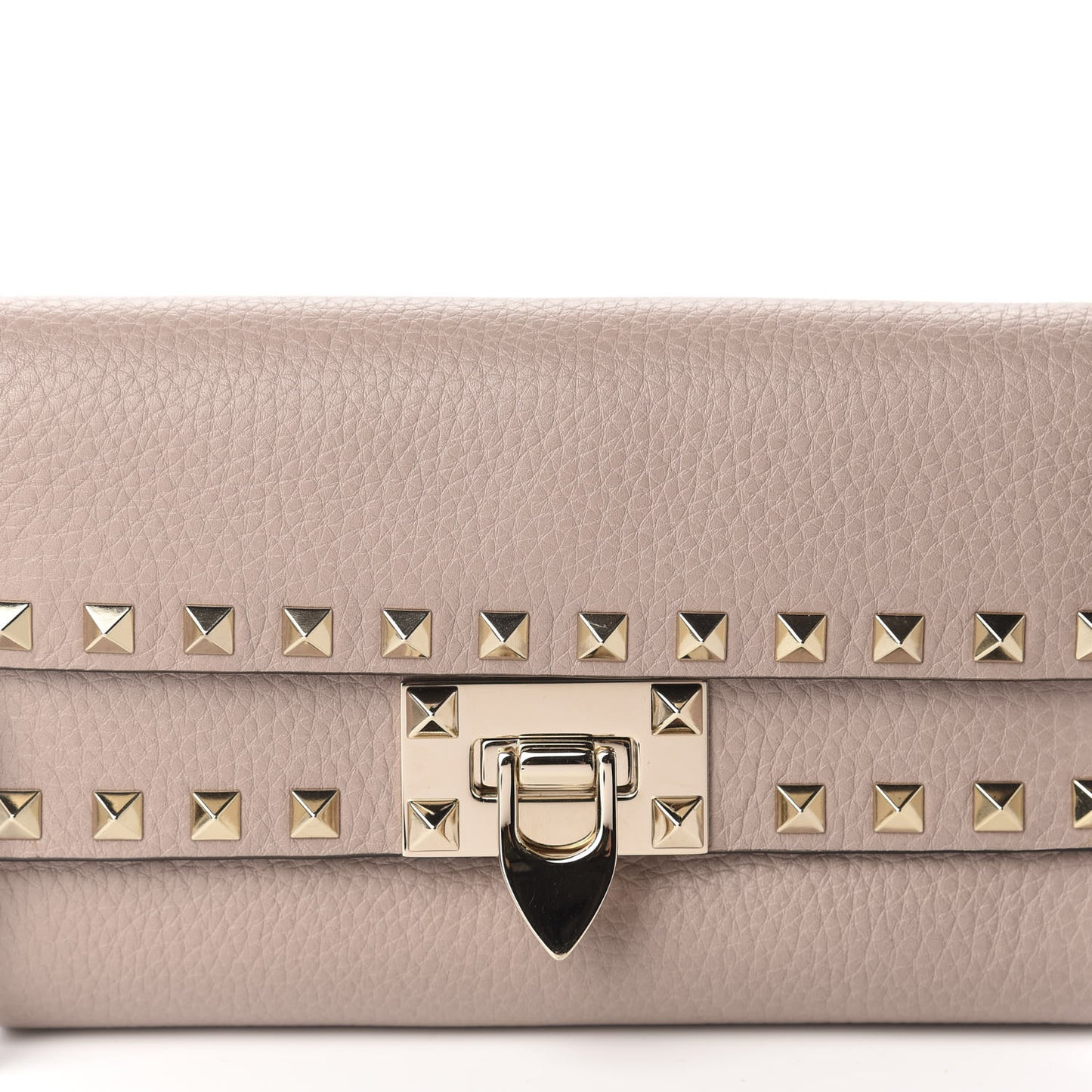 Grainy Calfskin Rockstud Double Flap Belt Bag Poudre