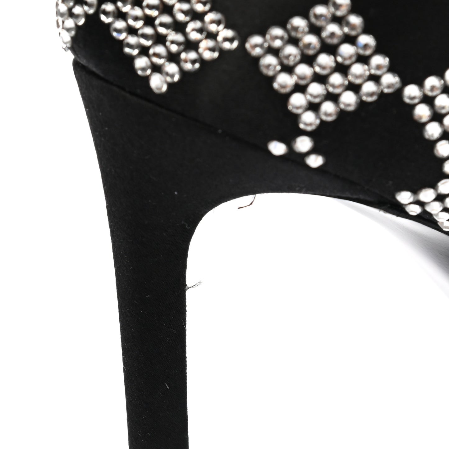 Satin Crystal Embellished Checkered Zoe 105 Pumps 36.5 Black