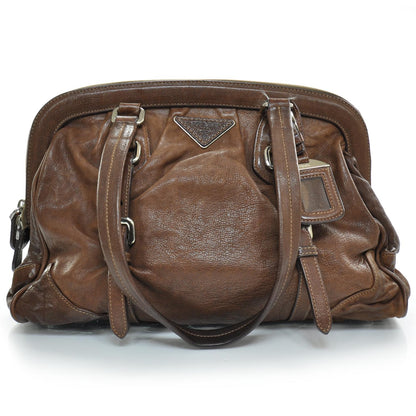 Prada Washed Buffalo Leather Frame Bag Cocoa 1 of 9