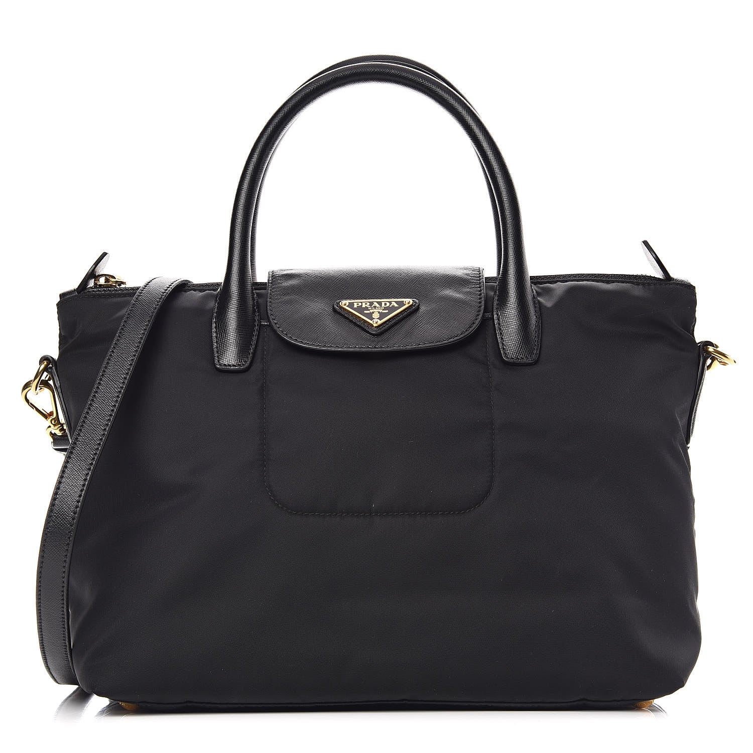 Prada Tessuto Nylon Saffiano Tote Black 1 of 11