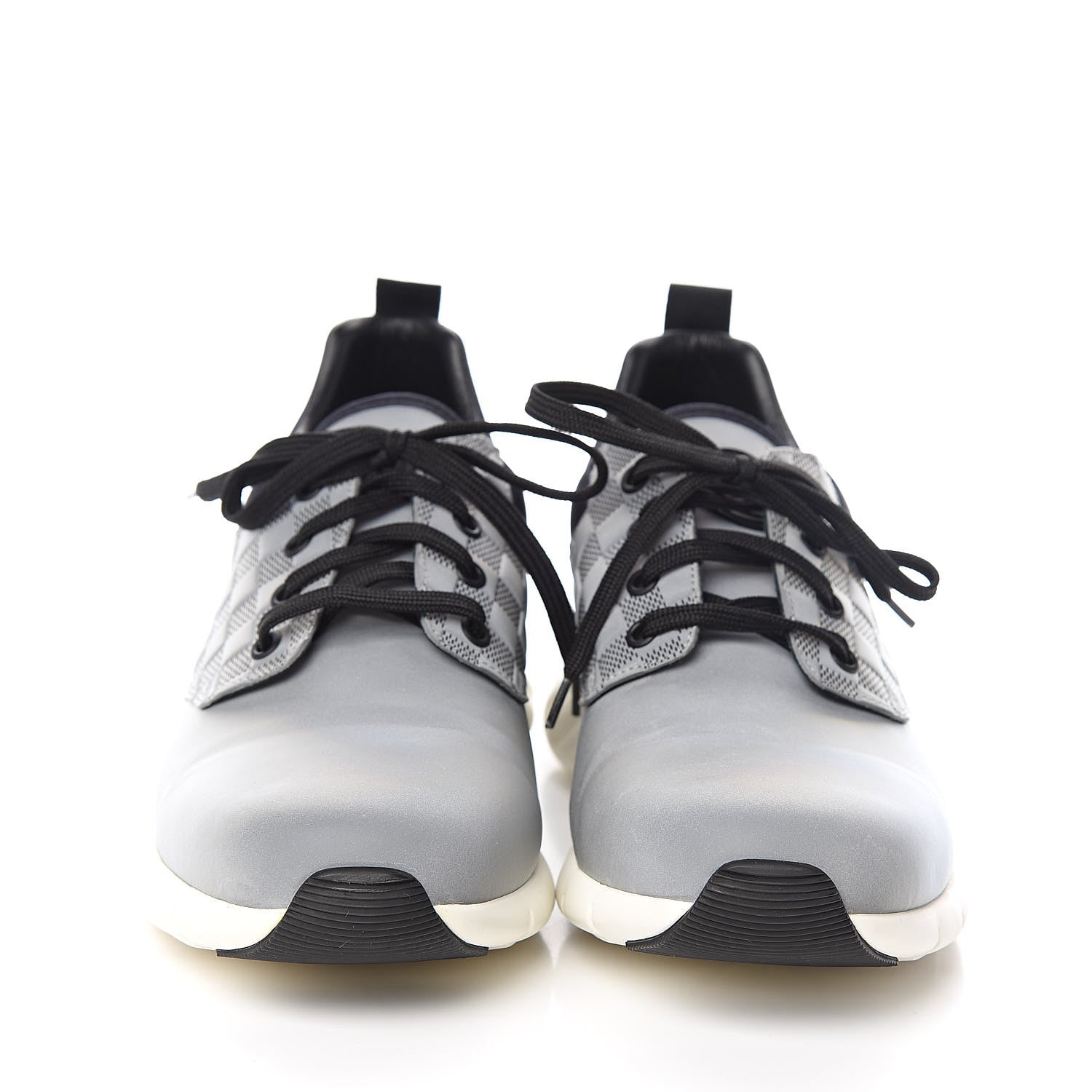 Louis Vuitton Nylon Suede Damier Fastlane Low Sneakers 7.5 Grey Black 2 of 9