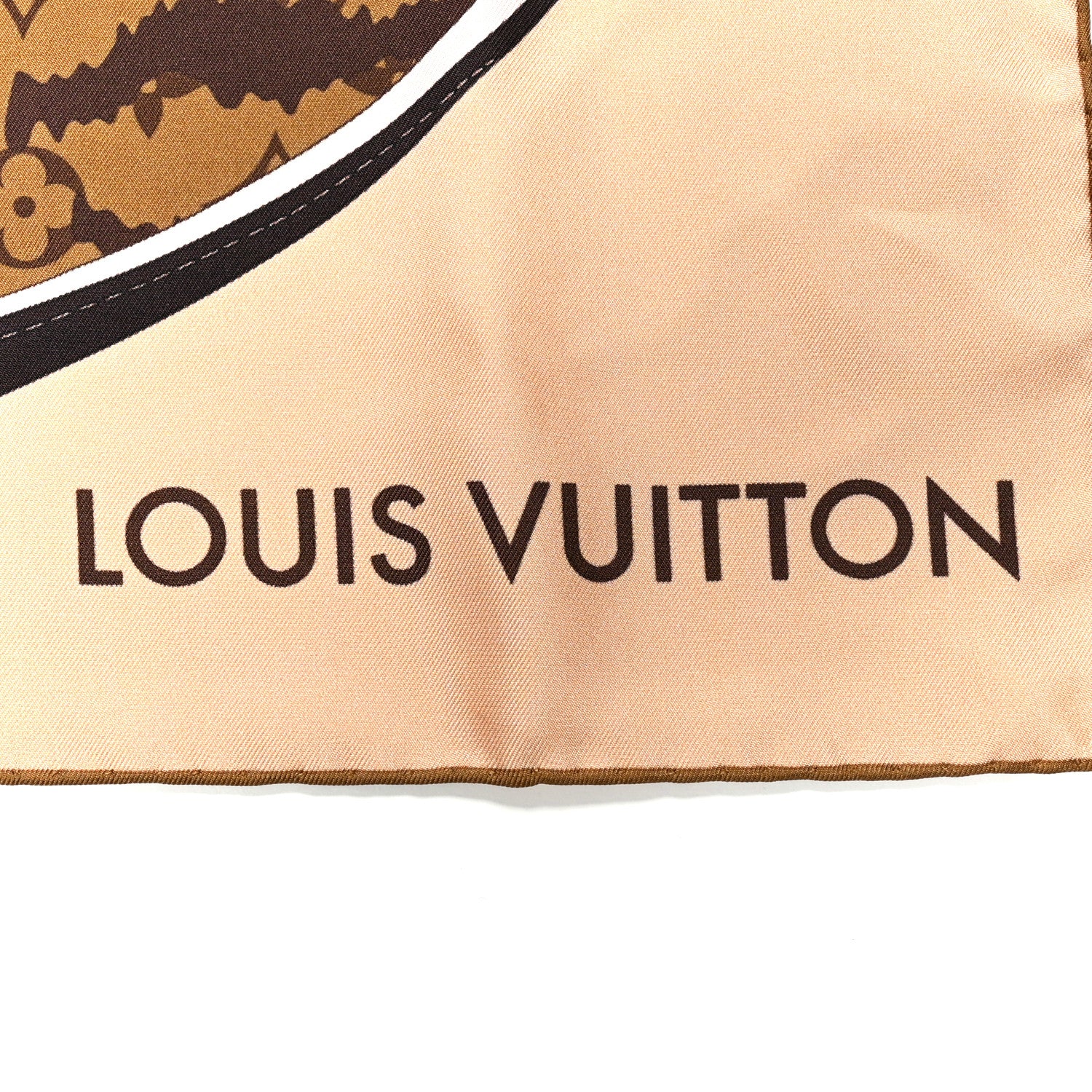 Louis Vuitton Silk Monogram Tiger Stripe Square 90 Scarf Marron 2 of 3