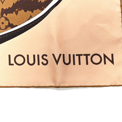 Louis Vuitton Silk Monogram Tiger Stripe Square 90 Scarf Marron 2 of 3
