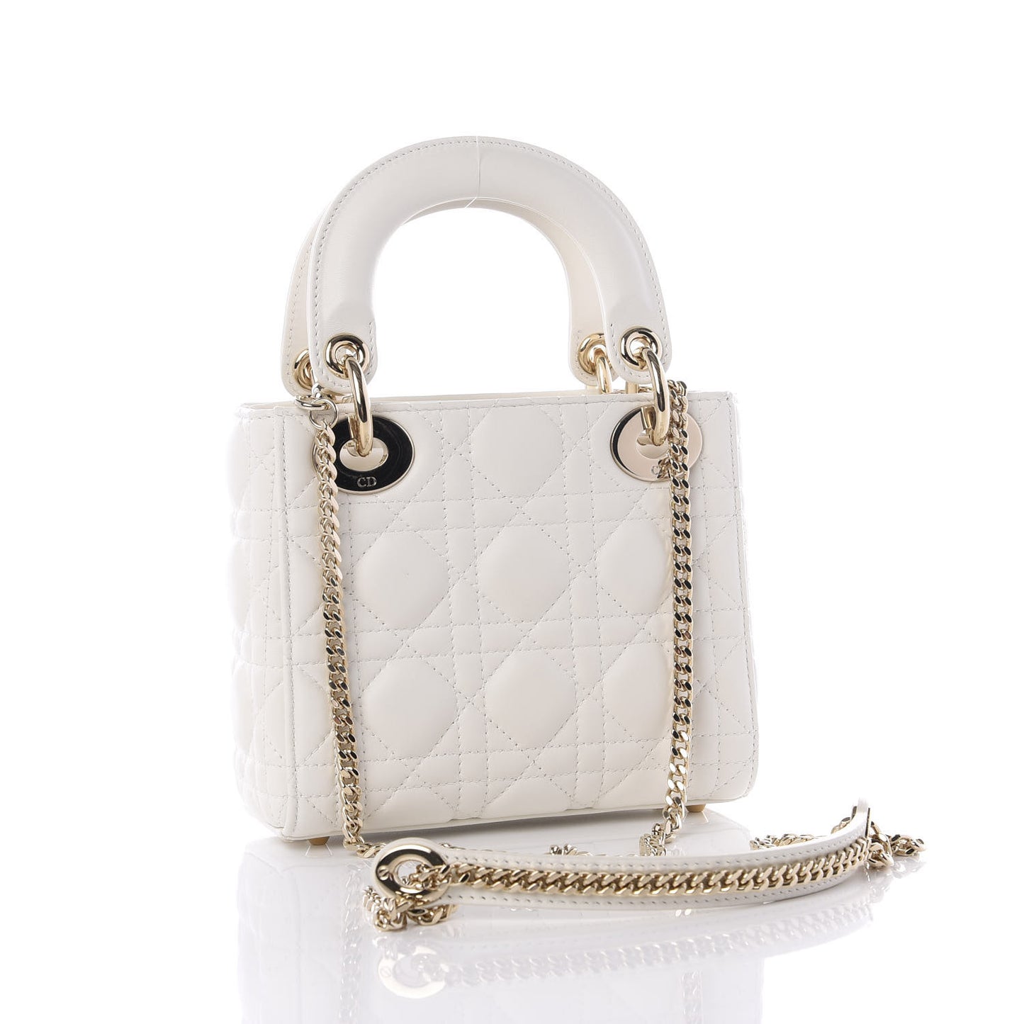 Lambskin Cannage Mini Lady Dior White