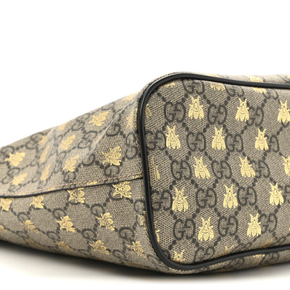 Gucci Soft GG Supreme Monogram Bees Small Crossbody Tote Beige Oro Black 10 of 13
