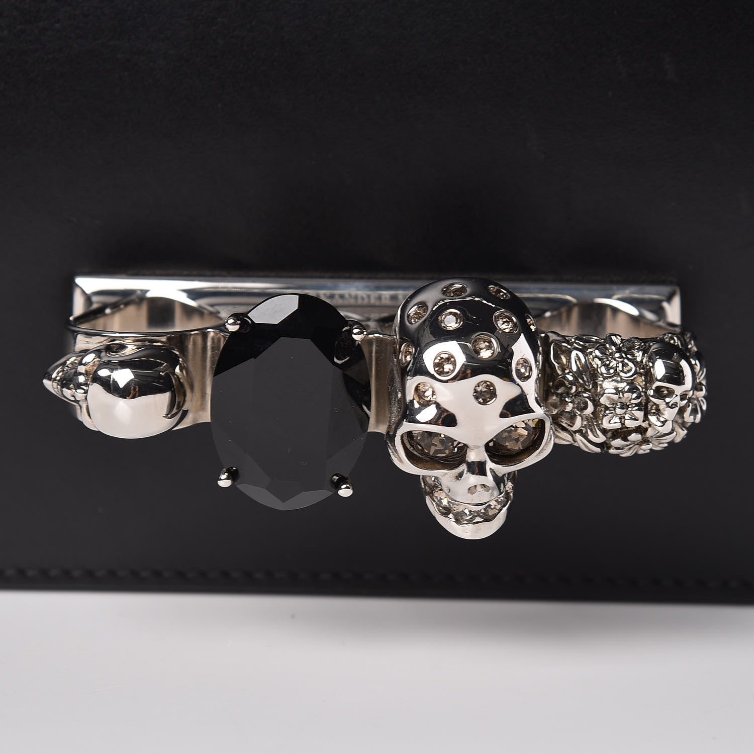 Alexander McQueen Calfskin Knuckle Shoulder Bag Black 10 of 23