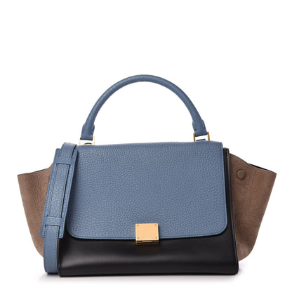 Celine Bullhide Calfskin Grained Nubuck Small Tri-Color Trapeze Medium Blue 1 of 10