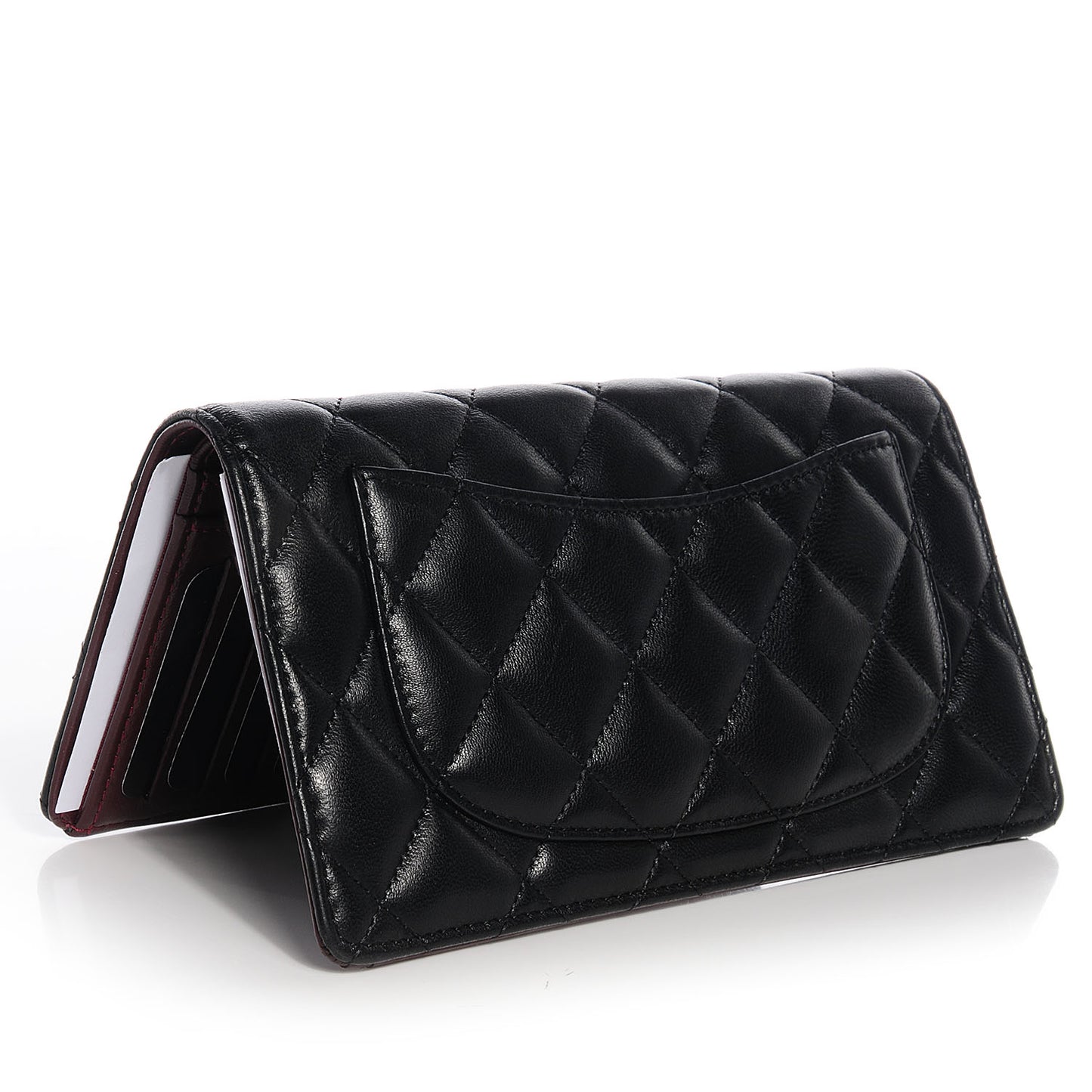 Lambskin Quilted Yen Wallet Black