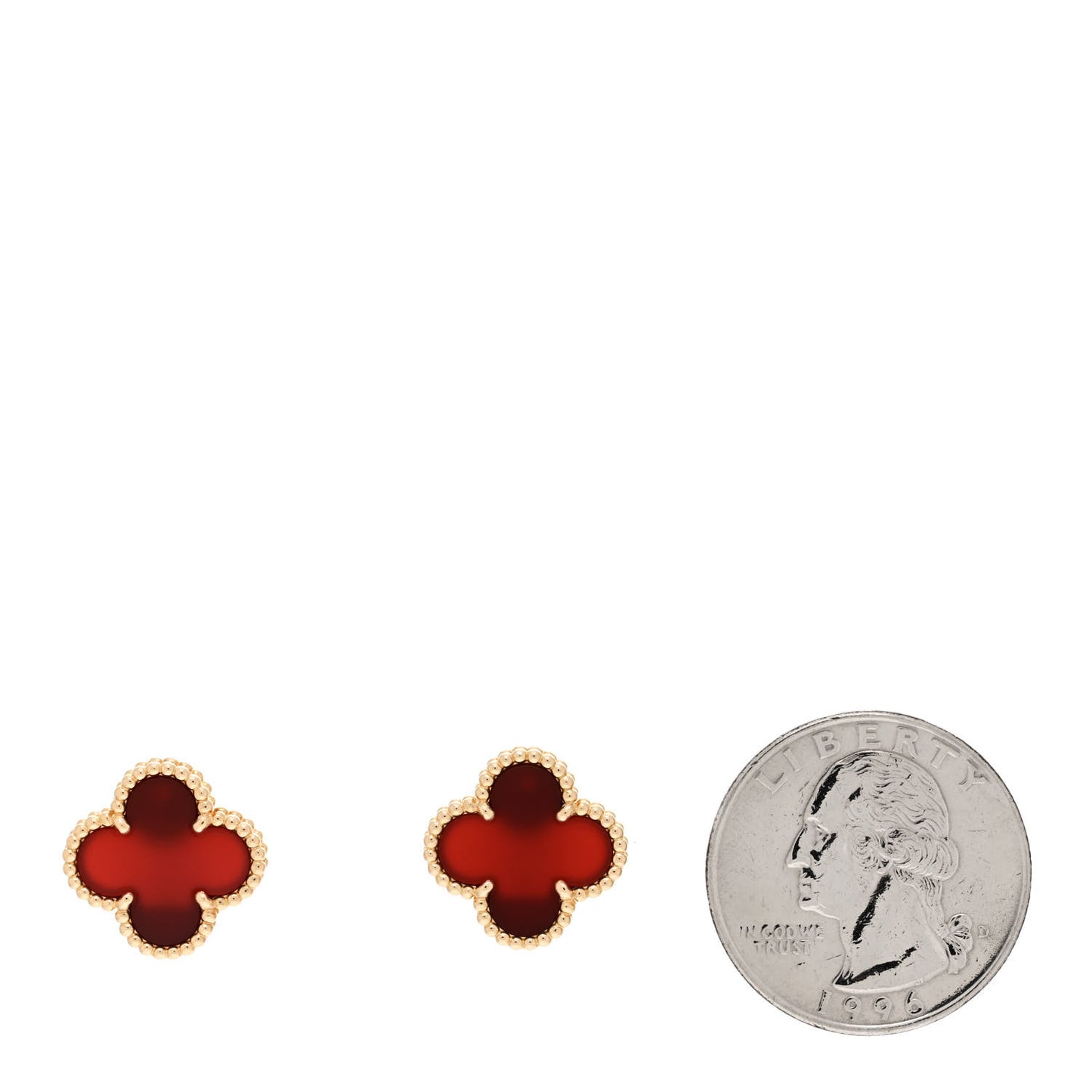 18K Yellow Gold Carnelian Vintage Alhambra Earrings