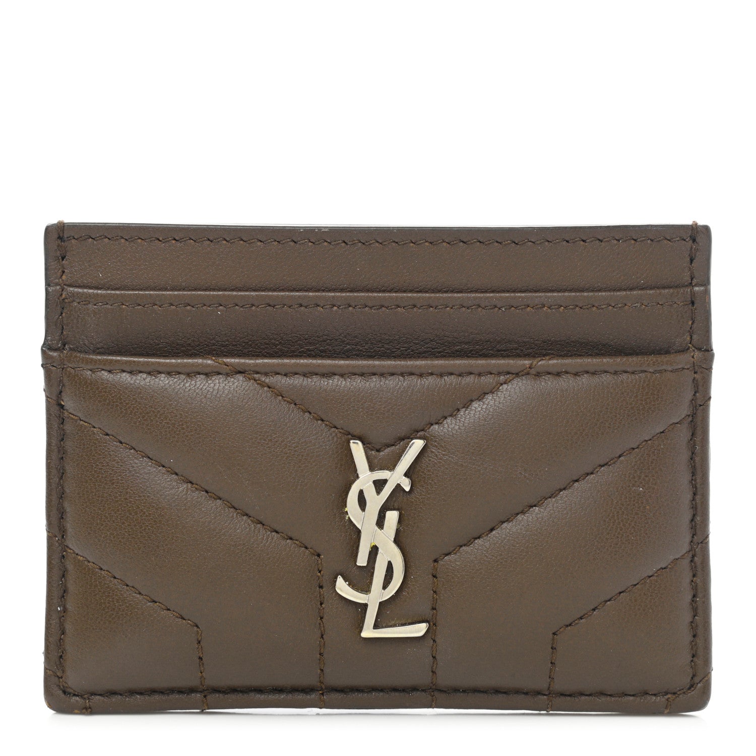 Saint Laurent Calfskin Y Quilted Monogram LouLou Credit Card Case Faggio 1 of 9