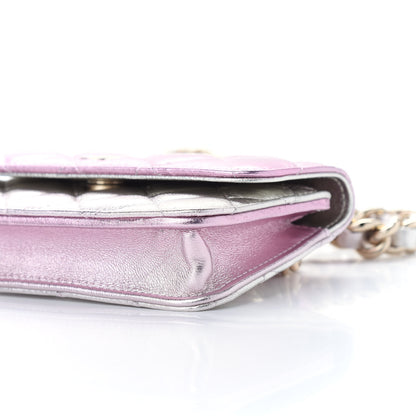 Chanel Gradient Metallic Lambskin Quilted Clutch With Chain Gold Pink 9 of 9
