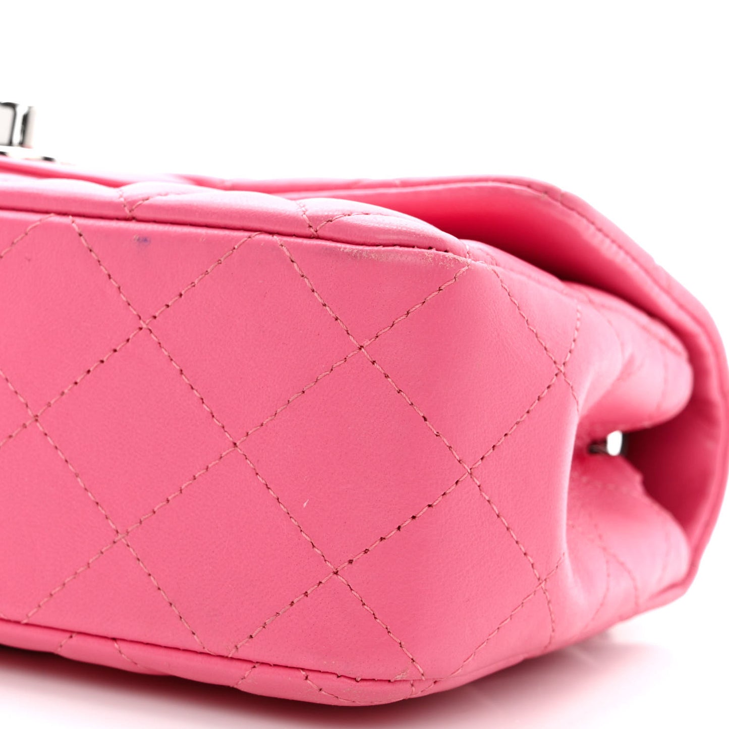 Lambskin Quilted Mini Rectangular Flap Pink