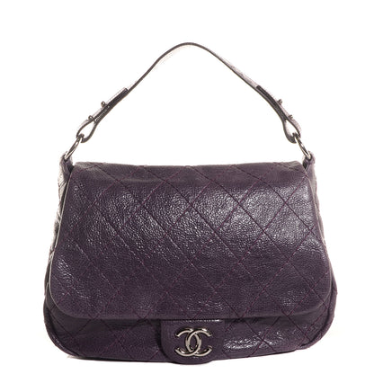 Chanel Glazed Calfskin On The Road XL Flap Dark Purple 1 of 9