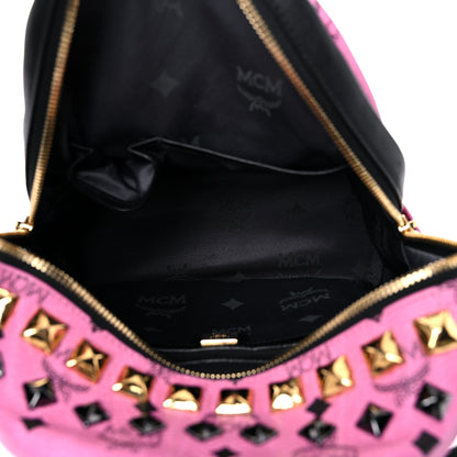MCM Visetos Studded Colorblock Small Stark Brock Backpack Pink Black 5 of 13