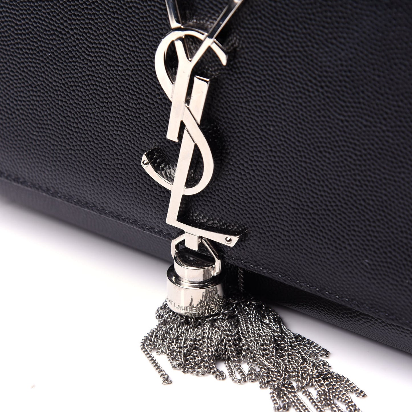 Calfskin Small Classic Monogram Kate Tassel Satchel Black