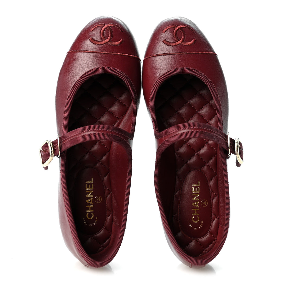 Lambskin Mary Jane Flats 36.5 Burgundy