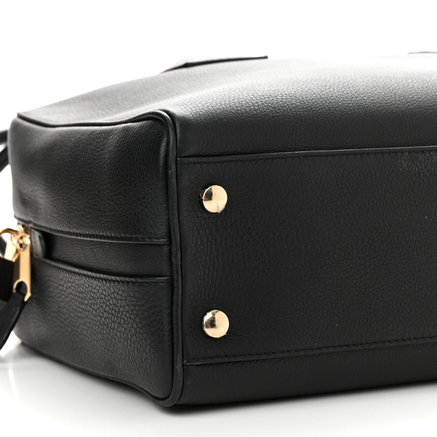 Grained Calfskin Large Half Cube Bowling Bag Black